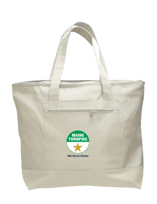 Natural Zippered Tote  w/MTA Turnpike Logo