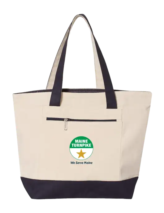 Natural/Navy Zippered Tote  w/MTA Turnpike Logo