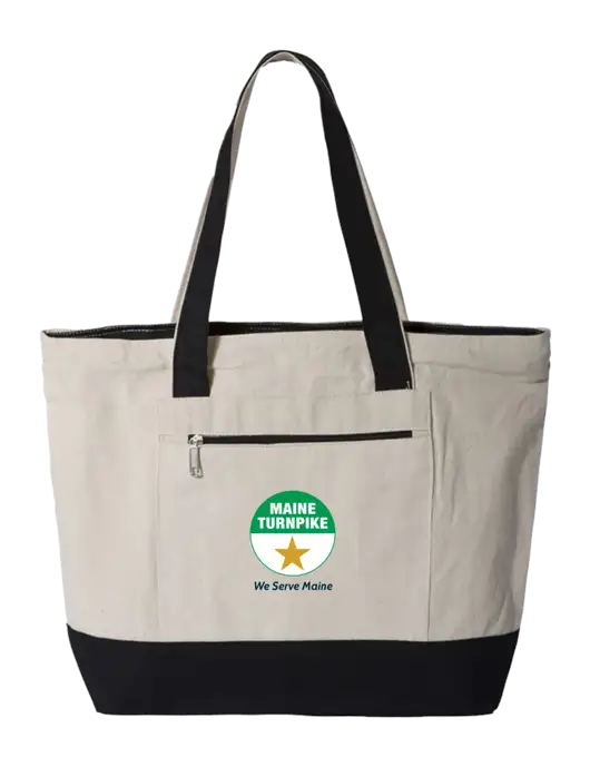 Natural/Black Zippered Tote  w/MTA Turnpike Logo