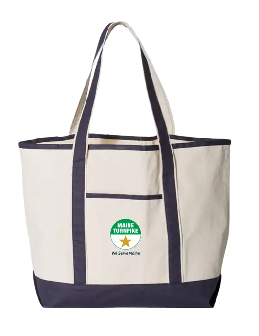 Natural/Navy Large Canvas Deluxe Tote w/MTA Turnpike Logo