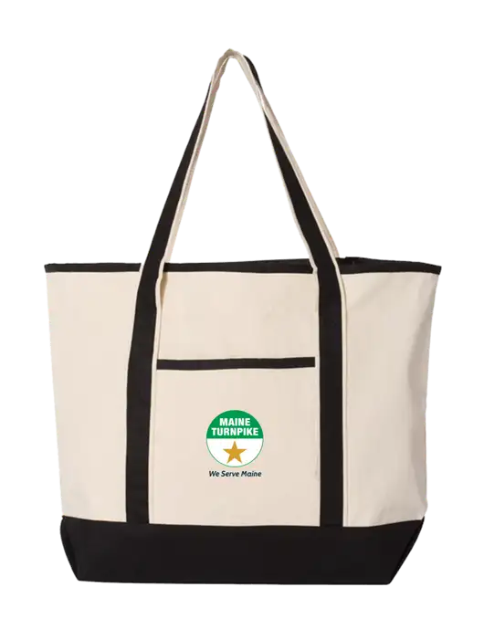 Natural/Black Large Canvas Deluxe Tote w/MTA Turnpike Logo