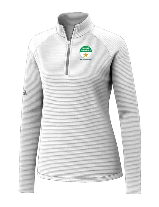 Adidas Womens White Spacer Quarter-Zip Pullover  w/MTA Turnpike Logo