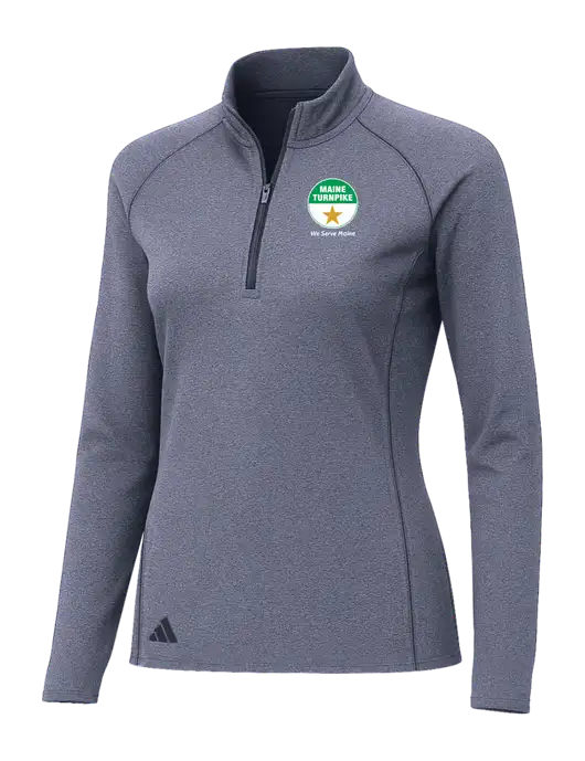Adidas Womens Navy Melange Space Dyed Quarter-Zip Pullover  w/MTA Turnpike Logo