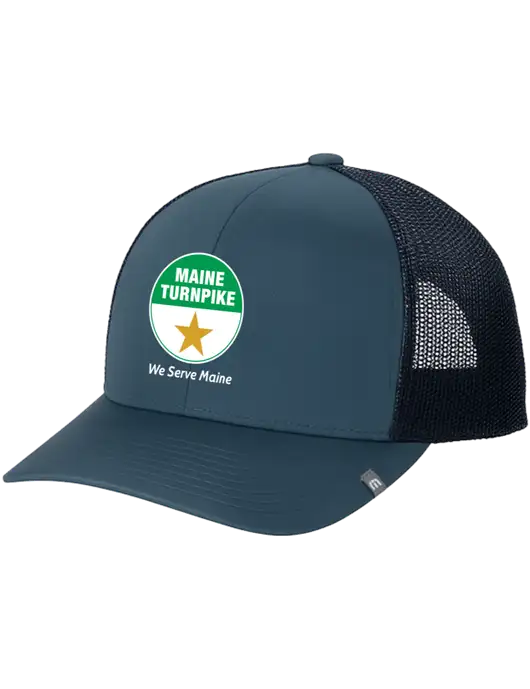 TravisMathew Dark Slate Blue Cruz Trucker Cap w/MTA Turnpike Logo