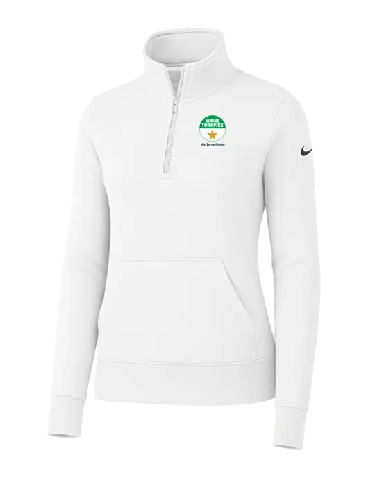 Nike Womens White Club Fleece Sleeve Swoosh 1/2-Zip w/MTA Turnpike Logo