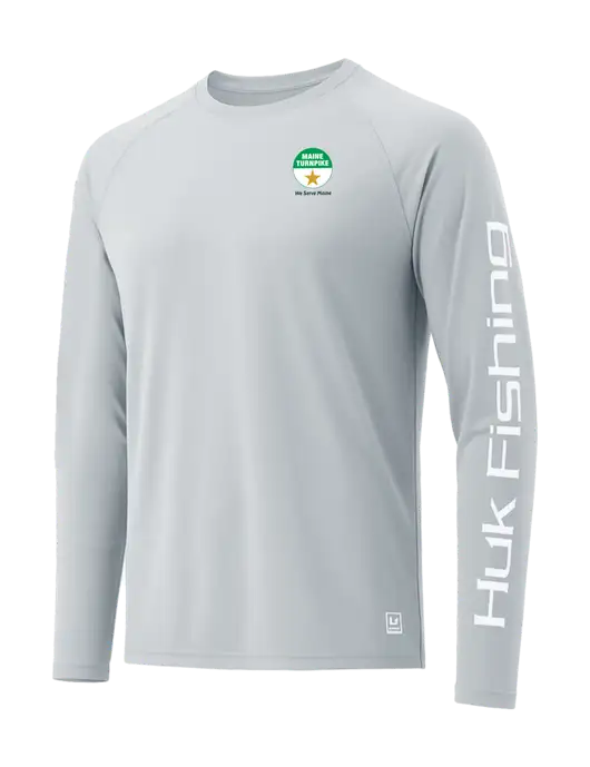 HUK Light Grey LoPro Pursuit Long Sleeve T-Shirt w/MTA Turnpike Logo
