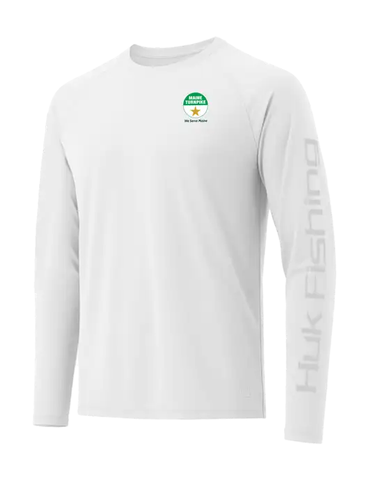 HUK White LoPro Pursuit Long Sleeve T-Shirt w/MTA Turnpike Logo