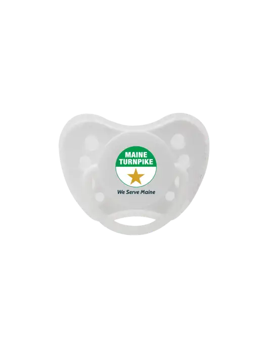 Silicone White Pacifier with Clear Cover w/MTA Turnpike Logo