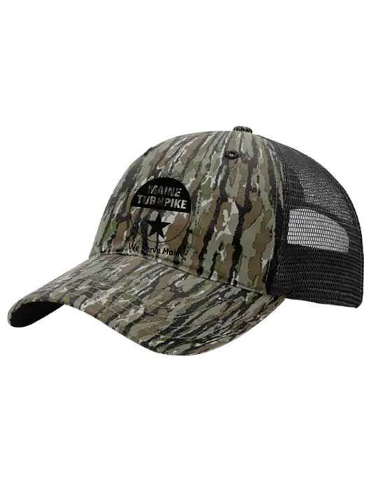 Richardson 111P Garment Washed Printed Hunter Camo/Black Trucker Cap w/MTA Turnpike Logo