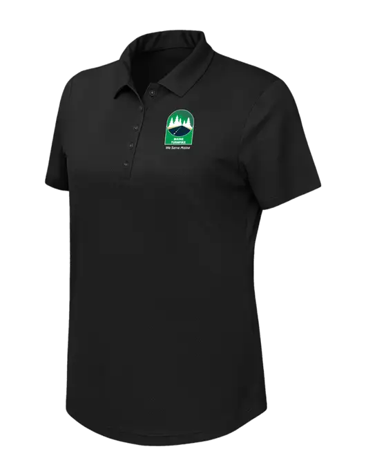 Callaway Womens Birdseye Black Polo w/MTA Turnpike Evergreen Logo