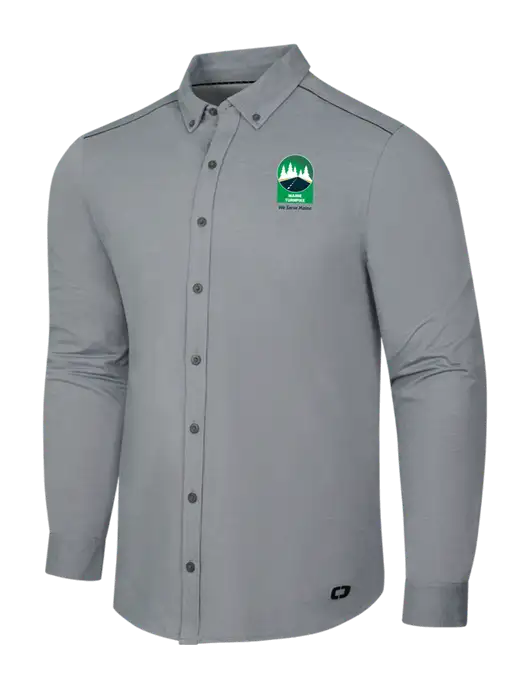 OGIO Medium Grey Heather Modern Code Stretch Button-Up Shirt w/MTA Turnpike Evergreen Logo