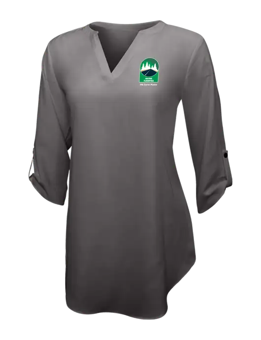 Dark Grey Womens 3/4 Sleeve Tunic Blouse w/MTA Turnpike Evergreen Logo