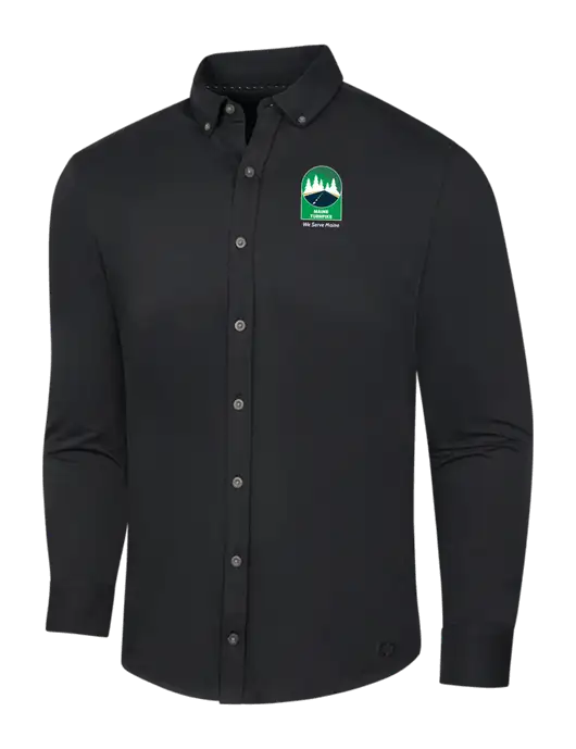 OGIO Blacktop Modern Code Stretch Button-Up Shirt w/MTA Turnpike Evergreen Logo