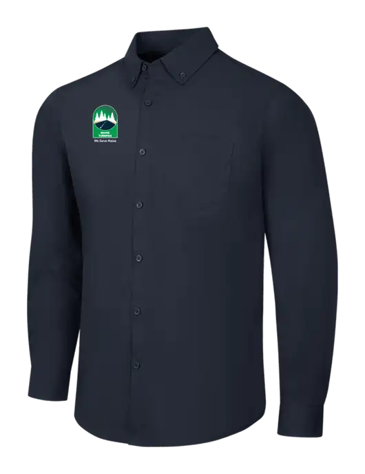 Navy Long Sleeve Carefree Poplin Shirt w/MTA Turnpike Evergreen Logo