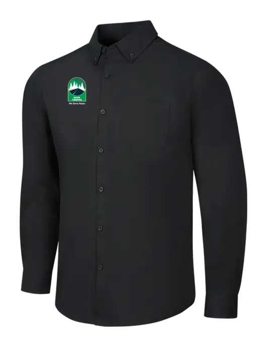 Black Long Sleeve Carefree Poplin Shirt w/MTA Turnpike Evergreen Logo