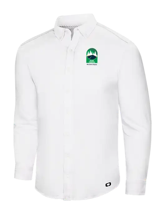 OGIO Bright White Modern Code Stretch Button-Up Shirt w/MTA Turnpike Evergreen Logo