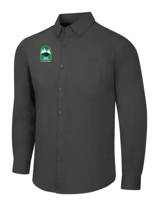 Dark Grey Long Sleeve Carefree Poplin Shirt w/MTA Turnpike Evergreen Logo