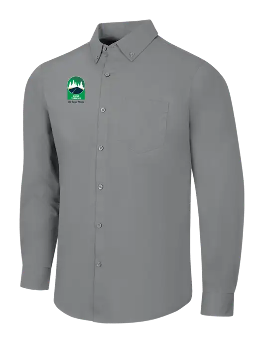 Medium Grey Long Sleeve Carefree Poplin Shirt w/MTA Turnpike Evergreen Logo