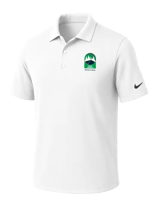 NIKE White Dri-Fit Micro Pique Polo w/MTA Turnpike Evergreen Logo