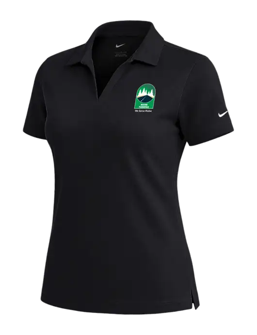 NIKE Black Womens Dri-Fit Micro Pique Polo w/MTA Turnpike Evergreen Logo