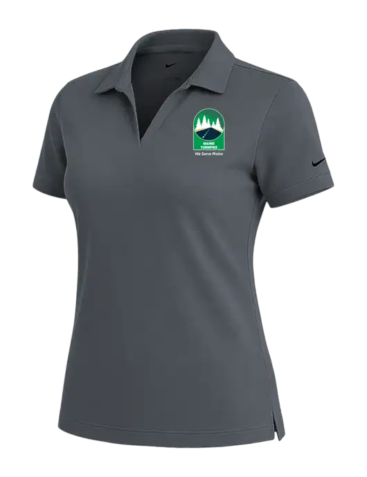 NIKE Dark Grey Womens Dri-Fit Micro Pique Polo w/MTA Turnpike Evergreen Logo