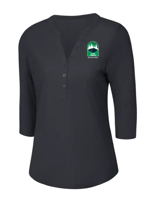 OGIO Charcoal Grey Jewel Henley w/MTA Turnpike Evergreen Logo