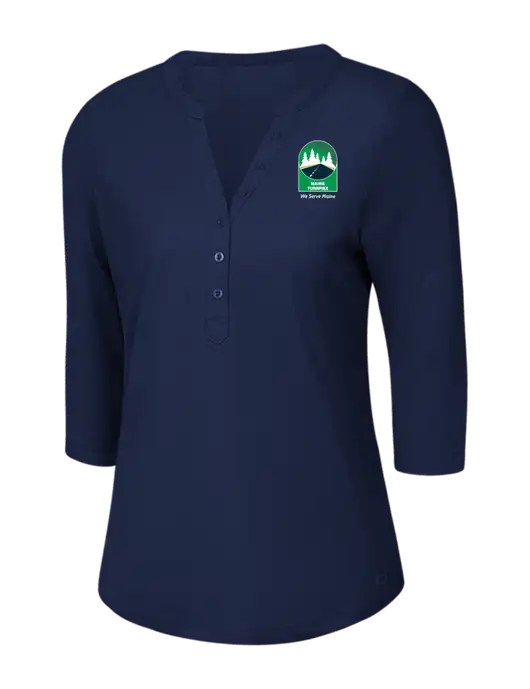 OGIO Navy Jewel Henley w/MTA Turnpike Evergreen Logo