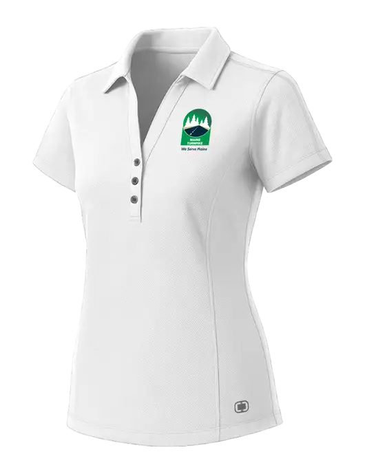 OGIO Womens White ONYX Polo w/MTA Turnpike Evergreen Logo