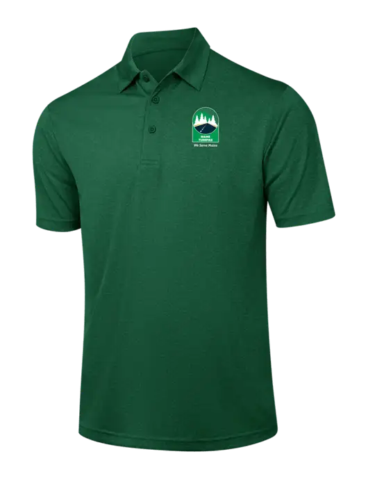 Dark Green Heather Contender Polo w/MTA Turnpike Evergreen Logo
