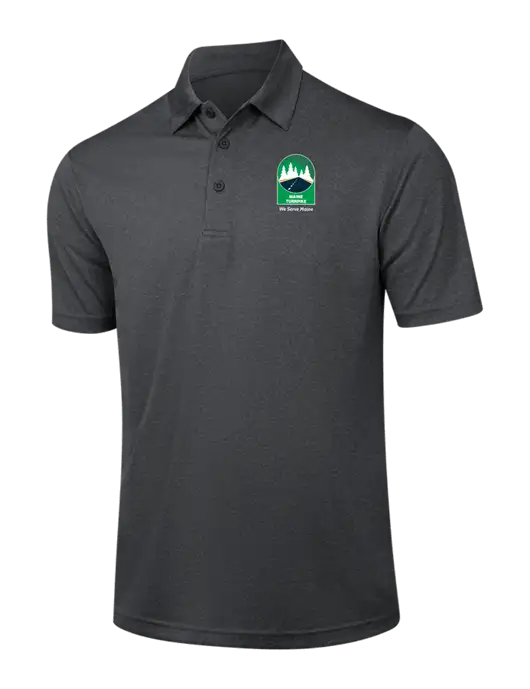 Dark Grey Heather Contender Polo w/MTA Turnpike Evergreen Logo