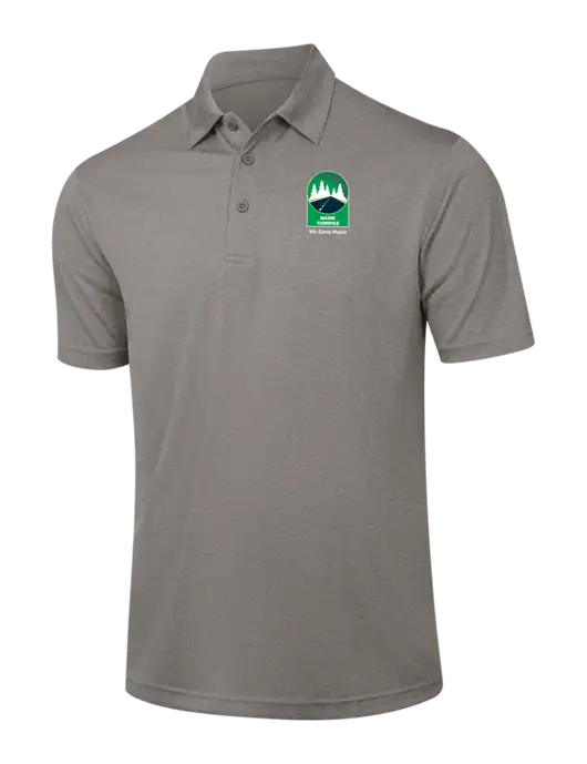 Medium Grey Heather Contender Polo w/MTA Turnpike Evergreen Logo