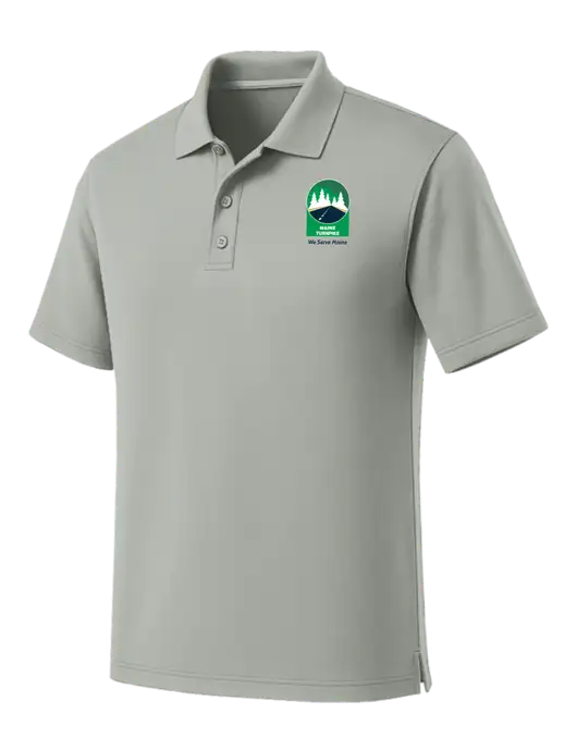 Light Grey Dry Zone UV Micro Mesh Polo w/MTA Turnpike Evergreen Logo