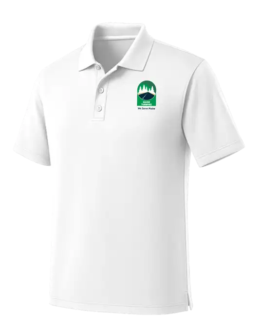 White Dry Zone UV Micro Mesh Polo w/MTA Turnpike Evergreen Logo
