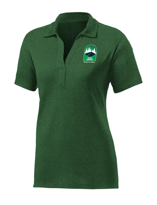 Womens Dark Green Heather Contender Polo w/MTA Turnpike Evergreen Logo