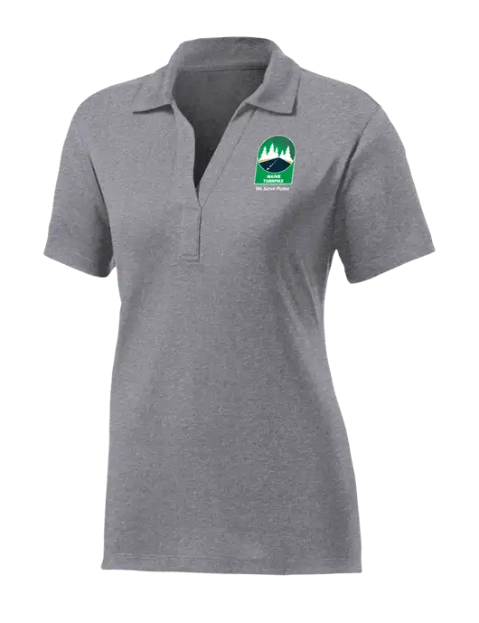 Womens Medium Grey Heather Contender Polo w/MTA Turnpike Evergreen Logo