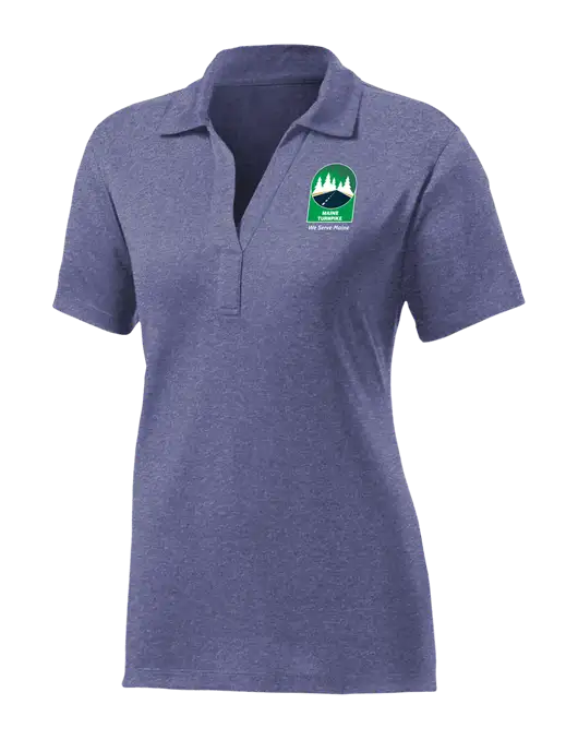 Womens Navy Heather Contender Polo w/MTA Turnpike Evergreen Logo