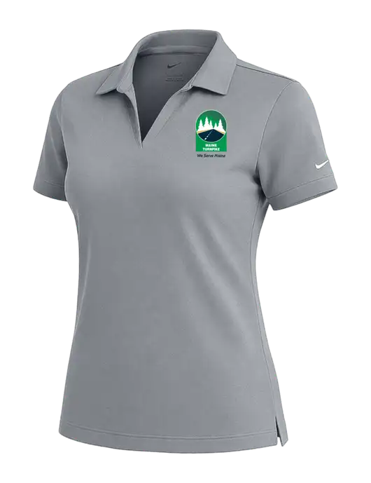 NIKE Medium Grey Womens Dri-Fit Micro Pique Polo w/MTA Turnpike Evergreen Logo