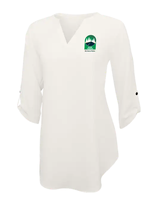 Ivory Womens 3/4 Sleeve Tunic Blouse w/MTA Turnpike Evergreen Logo