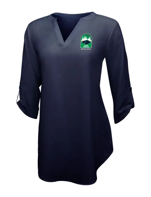 Navy Womens 3/4 Sleeve Tunic Blouse w/MTA Turnpike Evergreen Logo