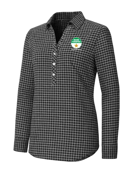Womens Dark Grey/White City Stretch Shirt w/MTA Turnpike Logo