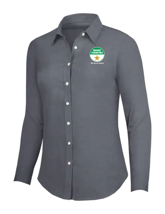 Dark Grey Womens SuperPro Oxford Shirt w/MTA Turnpike Logo