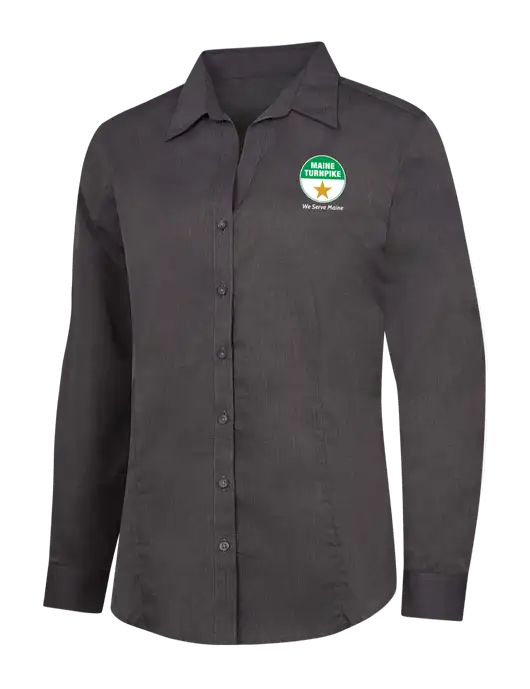 Womens Soft Black Crosshatch Easy Care Shirt w/MTA Turnpike Logo