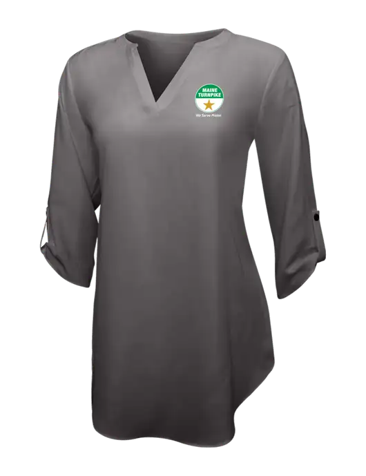Dark Grey Womens 3/4 Sleeve Tunic Blouse w/MTA Turnpike Logo