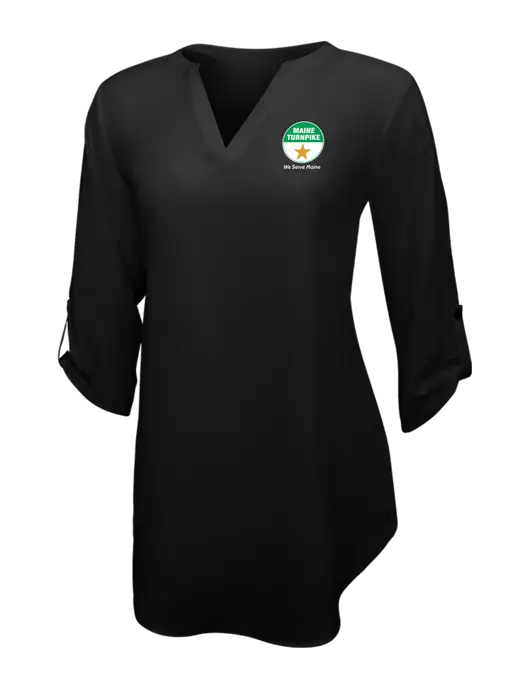 Womens Black 3/4 Sleeve Tunic Blouse w/MTA Turnpike Logo