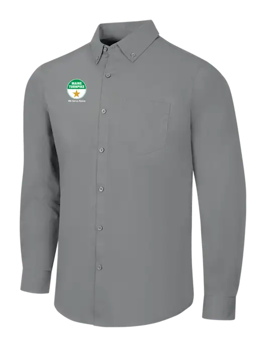 Medium Grey Long Sleeve Carefree Poplin Shirt w/MTA Turnpike Logo