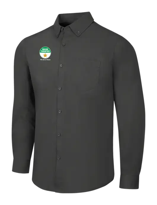Dark Grey Long Sleeve Carefree Poplin Shirt w/MTA Turnpike Logo