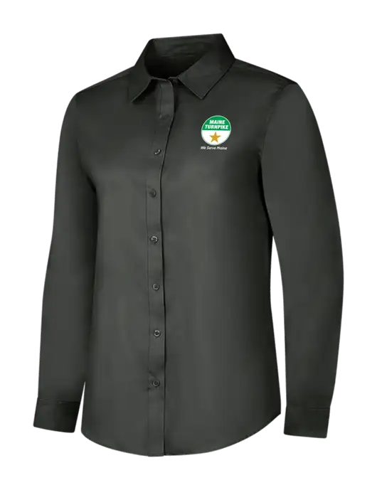 Dark Grey Womens Long Sleeve Superpro React Twill Shirt w/MTA Turnpike Logo