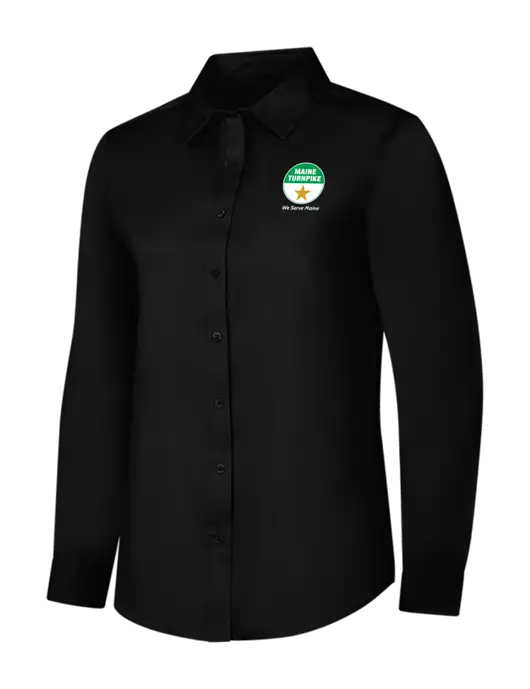 Womens Black Long Sleeve Superpro React Twill Shirt w/MTA Turnpike Logo