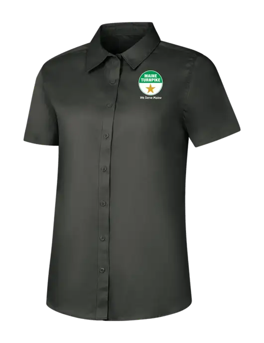 Womens Dark Grey Short Sleeve Superpro React Twill Shirt w/MTA Turnpike Logo