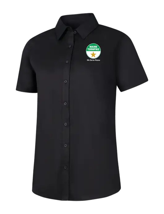 Womens Black Short Sleeve Superpro React Twill Shirt w/MTA Turnpike Logo